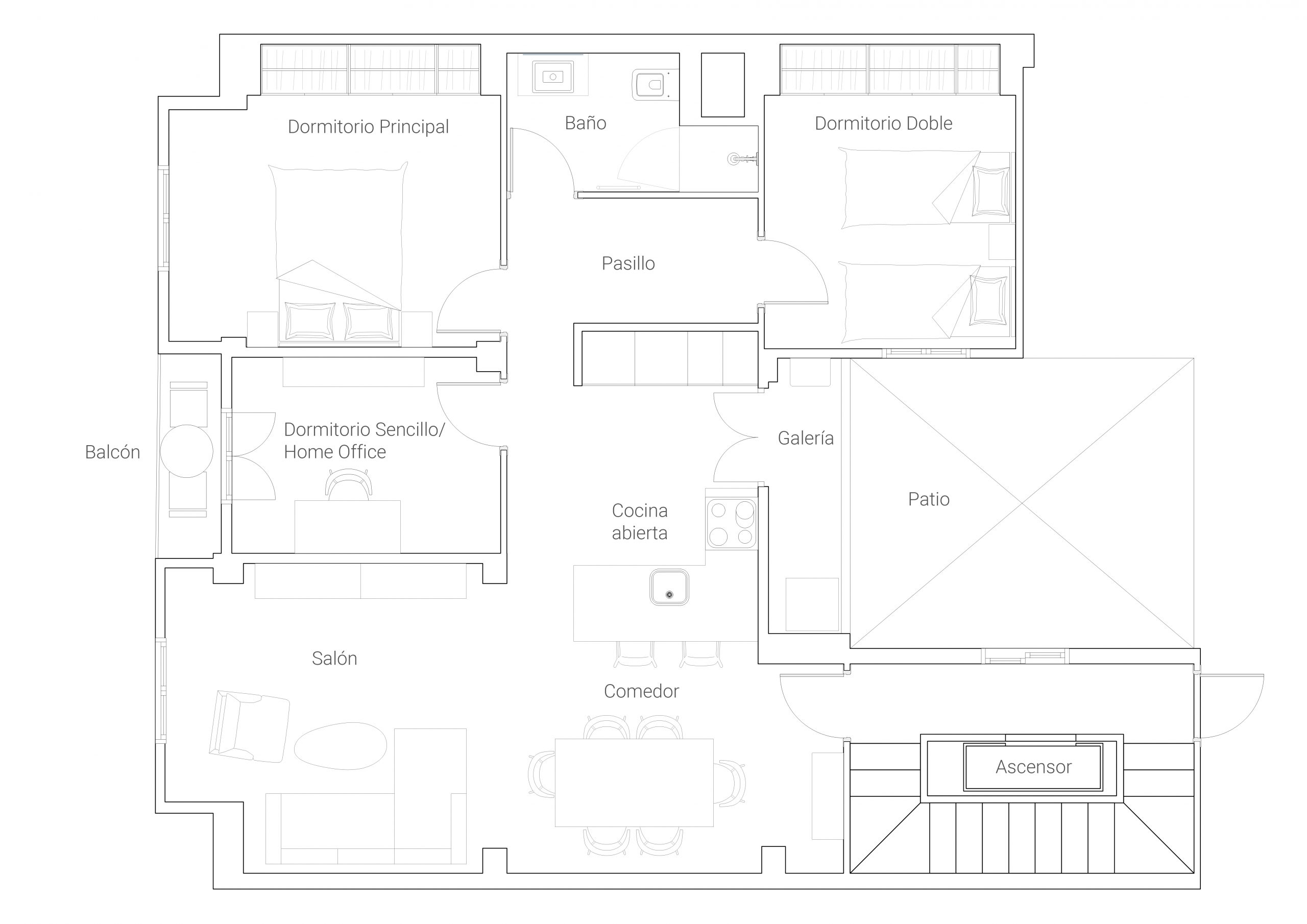 Plano Vivienda reformada en el Cabanyal a la venta